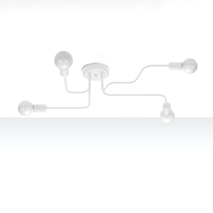 Lustre Design Flex 4 bras blanc en acier vu de face sur fond blanc