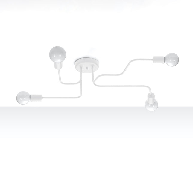 Lustre Design Flex 4 bras blanc en acier vu de face sur fond blanc
