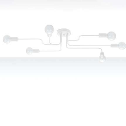 Lustre Design Flex 6 bras blanc en acier vu de face sur fond blanc