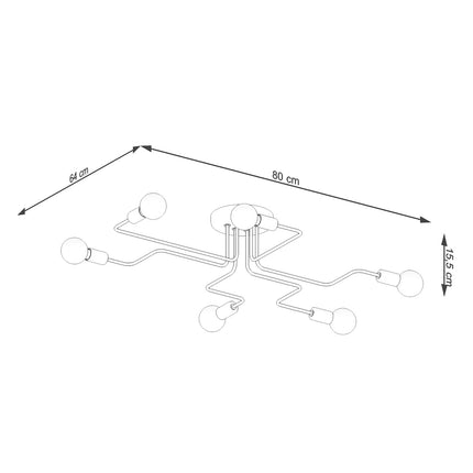 Schéma des dimensions du lustre Design Flex 6 bras blanc