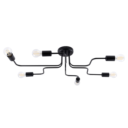 Lustre Design Flex 6 bras en acier noir, vue packshot principale