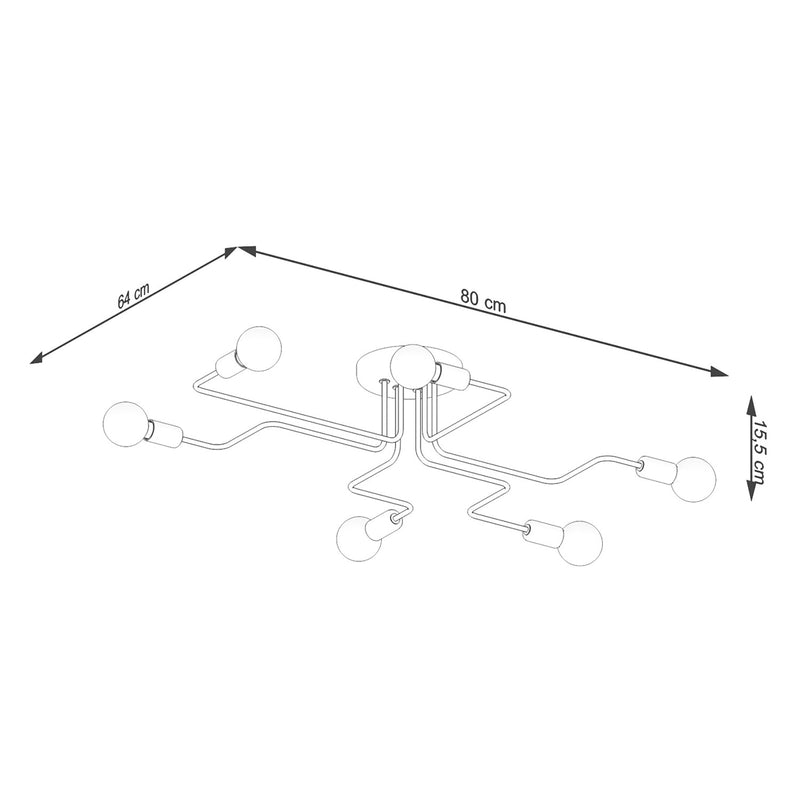 Dimensions Lámpara de araña de diseño Flex 6 negra
