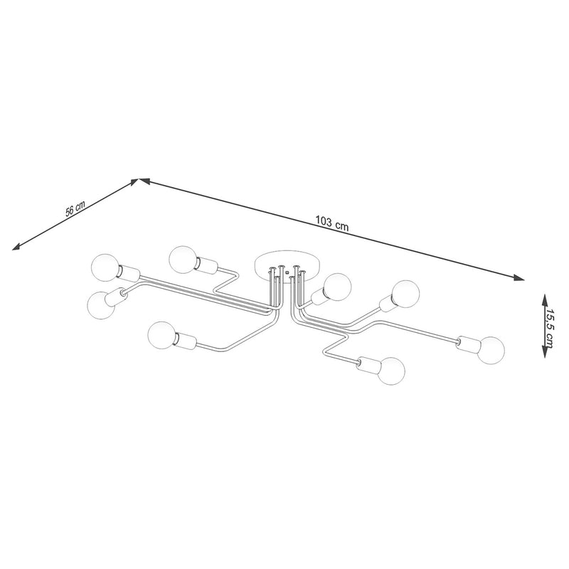 Dimensions Lámpara de araña de diseño Flex 8 blanca