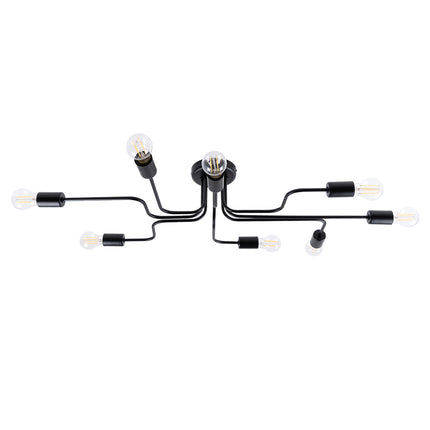 Lustre Design Flex 8 bras en acier noir, vue packshot principale