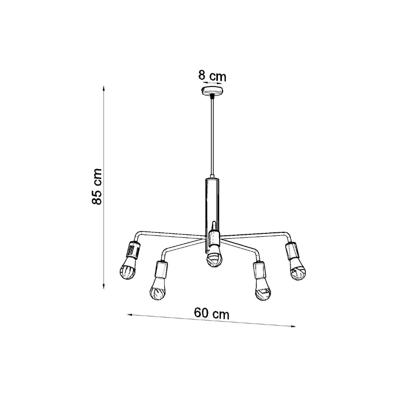 Dimensions Duomo 5 Horizontal Steel Chandelier