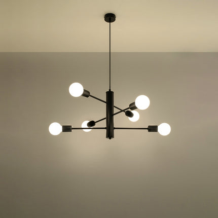 Lustre Duomo 6 Horizontal en acier noir dans un loft moderne