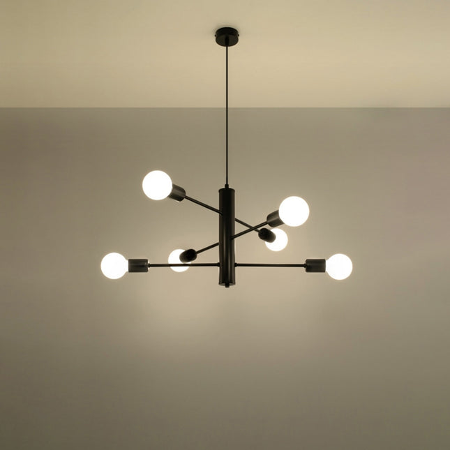 Lustre Duomo 6 Horizontal en acier noir dans un loft moderne