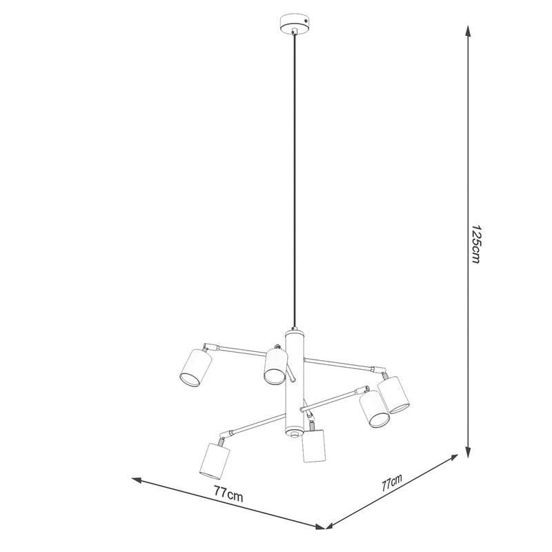Dimensions Focus Modern Chandelier 6 Adjustable Arms Black Steel