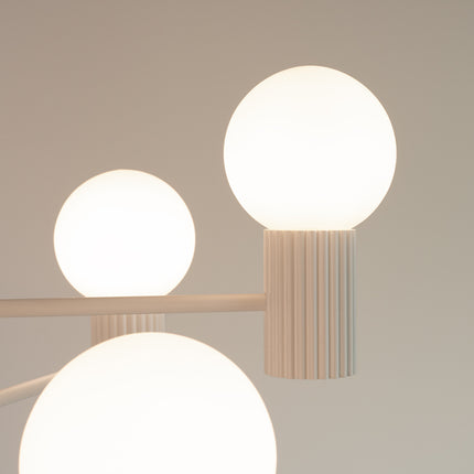 Lustre Halo 6 globes beige, vue de détail