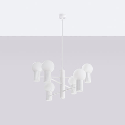 Lustre Halo 6 globes blanc, vue en situation