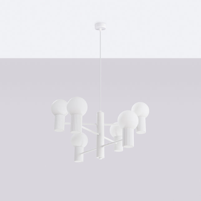 Lustre Halo 6 globes blanc, vue en situation