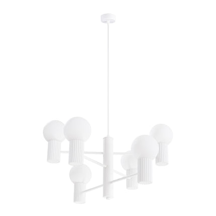 Lustre Halo 6 globes blanc, packshot sur fond blanc