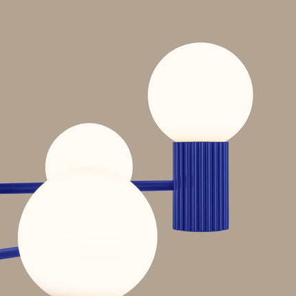 Lustre Halo 6 globes bleu outremer, vue de détail