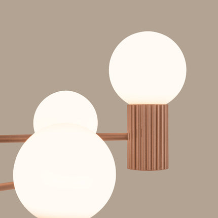 Lustre Halo 6 globes moka, vue de détail