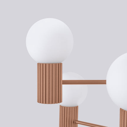 Lustre Halo 6 globes moka, packshot de trois quarts