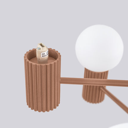 Lustre Halo 6 globes moka, détail de la fixation