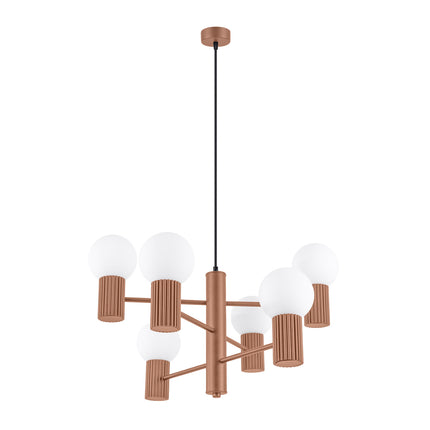 Lustre Halo 6 globes moka, packshot sur fond blanc