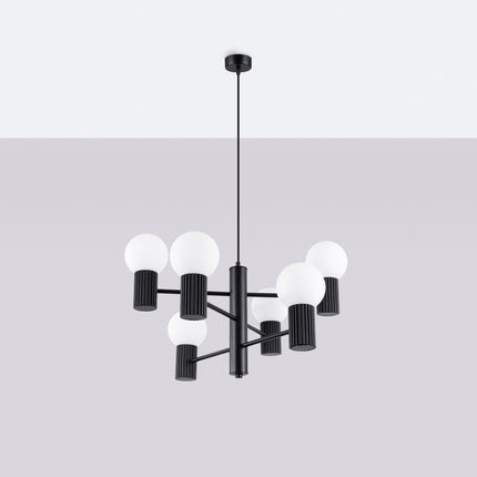 Lustre Halo 6 globes noir, vue en situation
