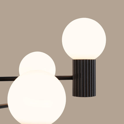 Lustre Halo 6 globes noir, vue de détail