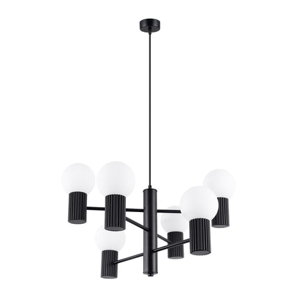 Lustre Halo 6 globes noir, packshot sur fond blanc