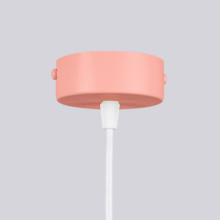 Lustre Halo 6 Globes en Aluminium et Verre Opalin Pêche, détail de la finition