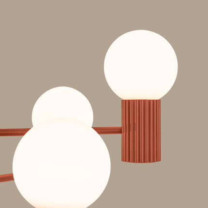 Lustre Halo 6 globes rouge ocre, vue de détail