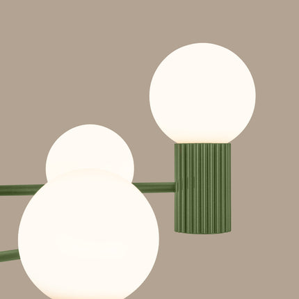 Lustre Halo 6 globes vert olive, vue de détail