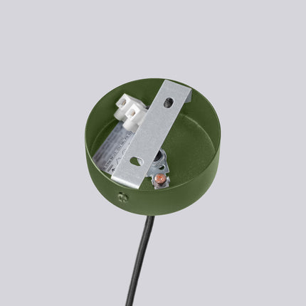 Lustre Halo 6 globes vert olive, mécanisme de montage
