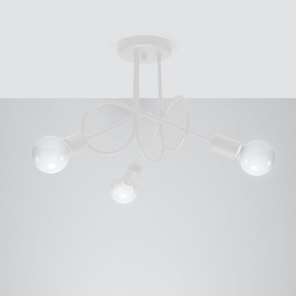 Lustre Loop Moderne 3 Blanc, vue de face avec son point d'accroche