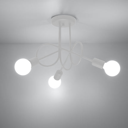 Lustre Loop Moderne 3 Blanc, vue de profil sur fond blanc