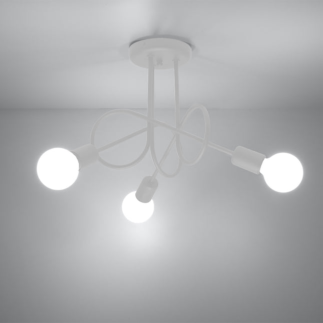 Lustre Loop Moderne 3 Blanc, vue de profil sur fond blanc