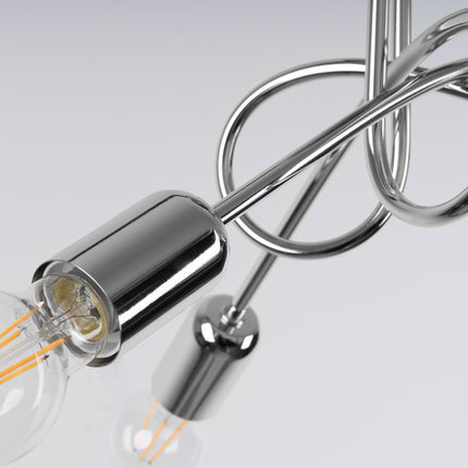 Lustre Loop Moderne 3 Chromé, détail de la finition et du nœud