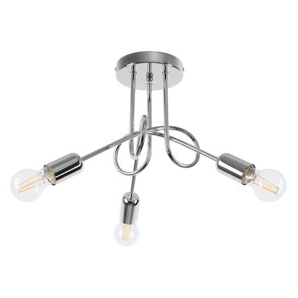 Lustre Loop Moderne 3 Chromé, vue d'ensemble sur fond blanc