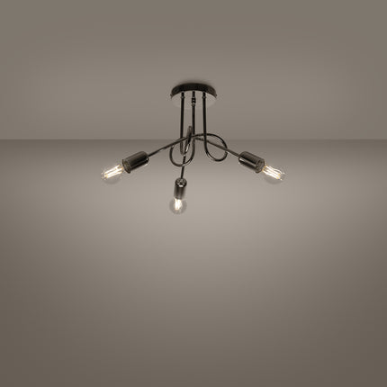 Lustre Loop Moderne 3 Chromé, vue de profil sur fond blanc