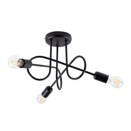 Lustre Loop Moderne 3 Noir, vue d'ensemble sur fond blanc
