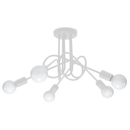 Lustre Loop Moderne 5 Blanc, vue d'ensemble sur fond blanc