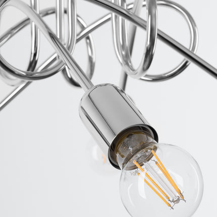 Lustre Loop Moderne 5 Chromé, détail de la finition et du nœud