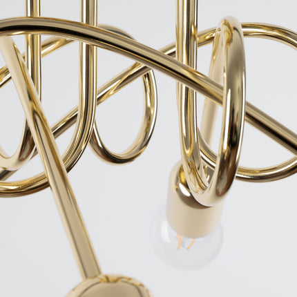 Lustre Loop Moderne 5 Doré, détail de la finition et du nœud