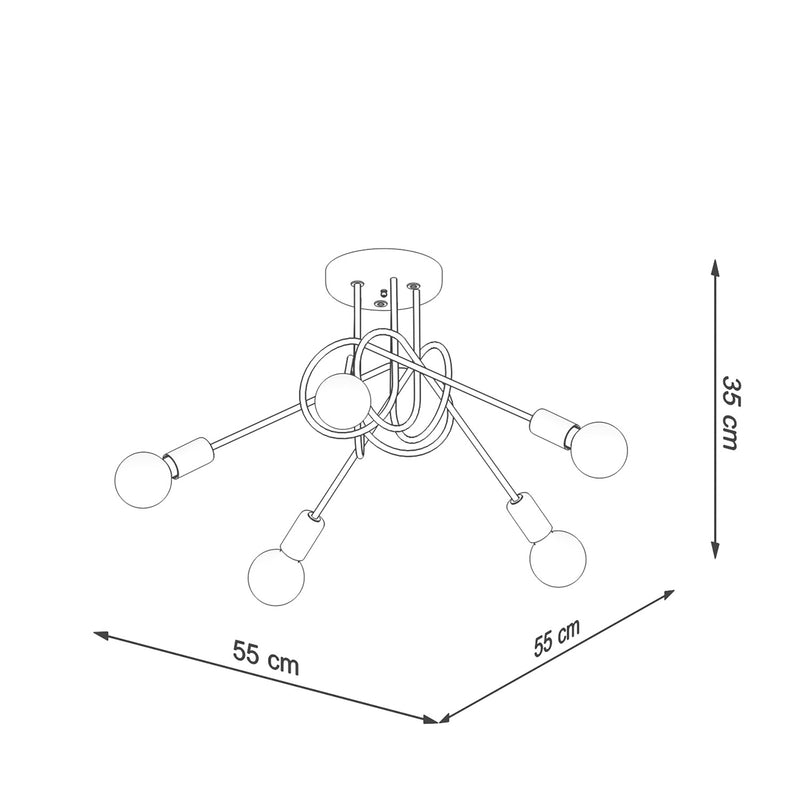 Dimensions Lámpara de araña Loop Moderne 5 oro brillante