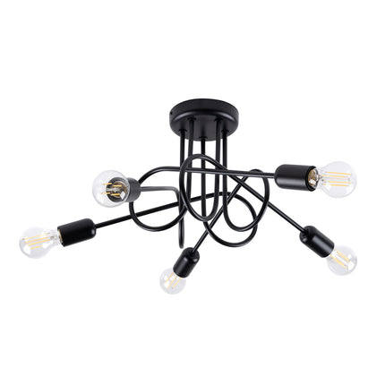 Lustre Loop Moderne 5 Noir, vue d'ensemble sur fond blanc