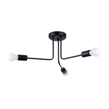 Lustre Lumea 3 bras en acier noir, vue packshot principale sur fond blanc