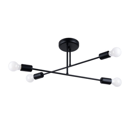 Lustre Lumea 4 bras en acier noir, vue packshot principale sur fond blanc