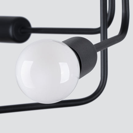 Détail de la douille et de l'ampoule du lustre Lumea 6 noir