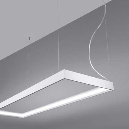 Détail d'angle du cadre rectangulaire blanc Rectangle Pure et de son halo LED