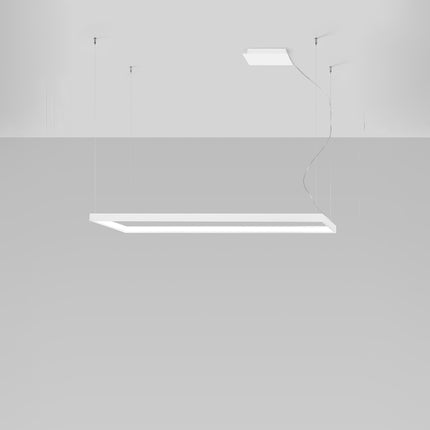 Lustre Rectangle Pure L en aluminium blanc, cadre LED rectangulaire 130 x 40 cm, vue studio