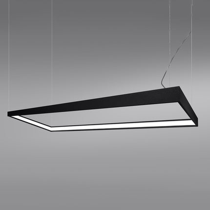 Détail d'angle du cadre rectangulaire noir Rectangle Pure et de son halo LED