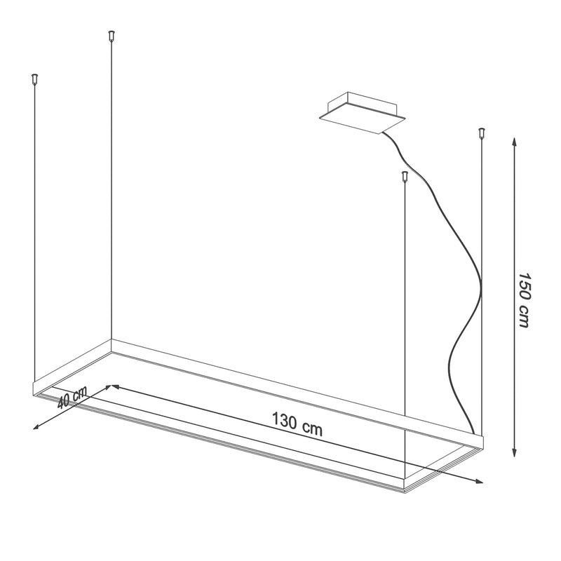 Dimensions Rechteckiger Kronleuchter Pure L Schwarz 4000K
