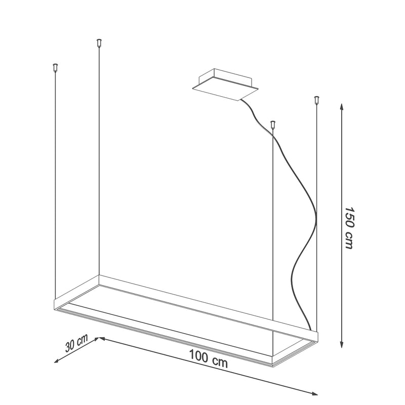 Dimensions Lámpara de araña rectangular Pure M blanca 4000K