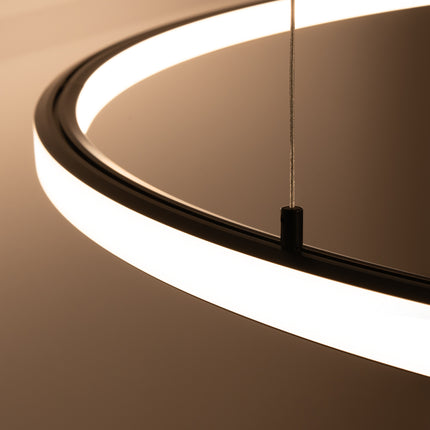 Détail de l'anneau noir et de la face diffusante du Lustre Ring Éclat 120 cm