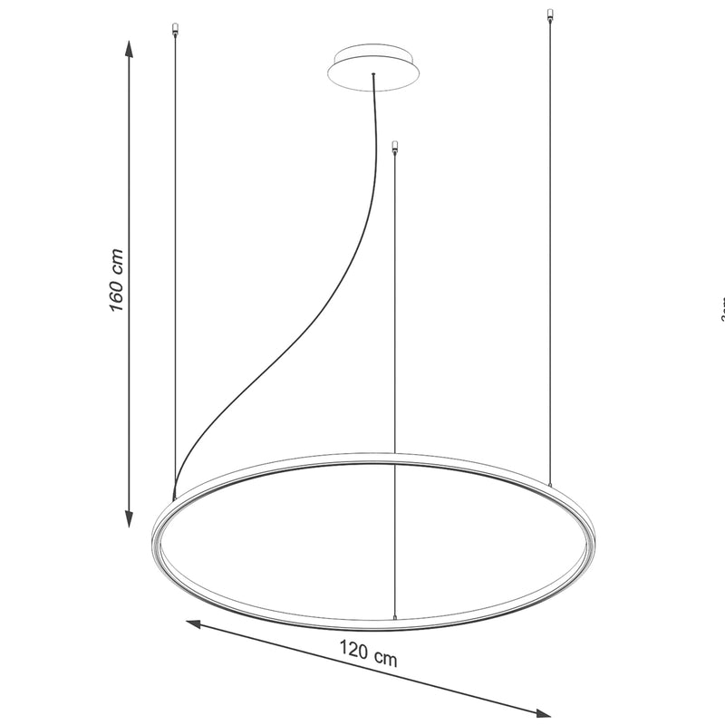 Dimensions Pendelleuchte Ring Éclat 120 cm Schwarz 3000K